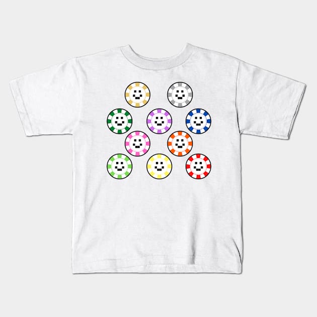 Casino Quackity casino chips of all colors collection Kids T-Shirt by Adadita